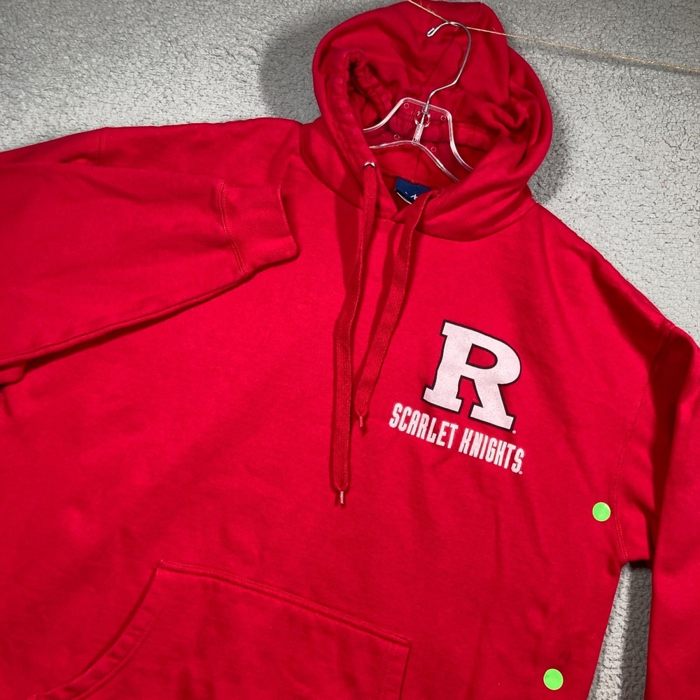 Rutgers Univ. Scarlet Knights Hoodie Adult XL Red Pullover Sweatshirt STAINS